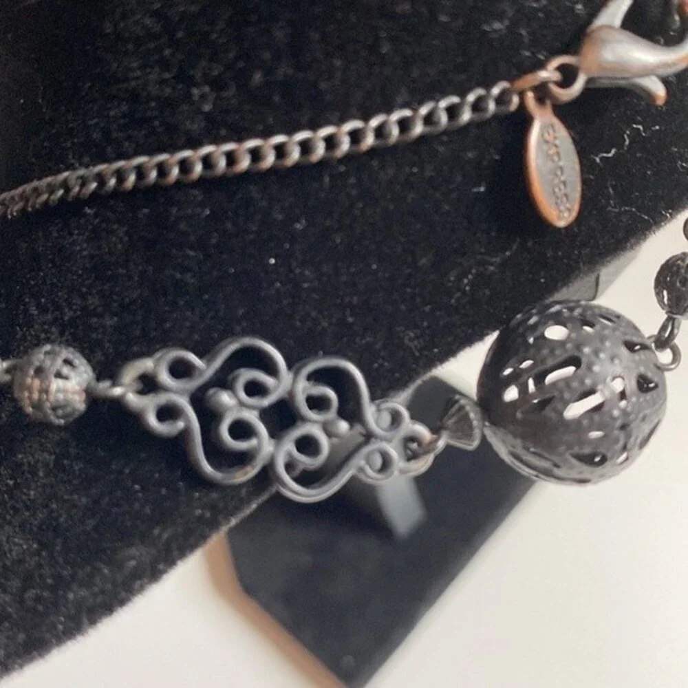 Long goth black necklace from express.